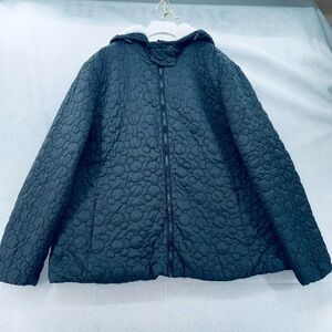 Disney Parks Fleece Lined Quilted Puffer Jacket Womens size XL Black Mouse Ears